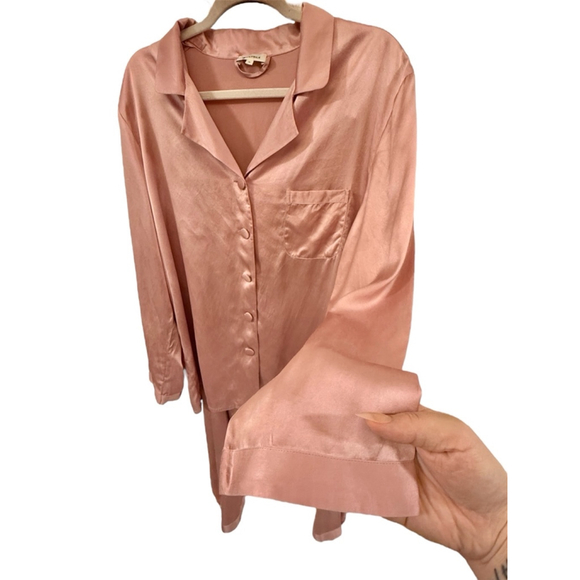 Lilysilk Women's Pink 22 Momme Mulberry Silk Pajamas Set Full Length - XL - Picture 4 of 17